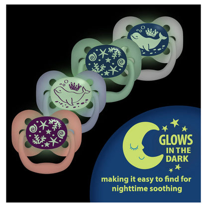Dr. Brown's Advantage Glow in The Dark Pacifiers, Stage 1 pack of 2 (Blue)