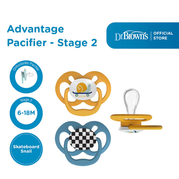 Dr. Browns Advantage Pacifier - Stage 2, 2-Pack (Blue)