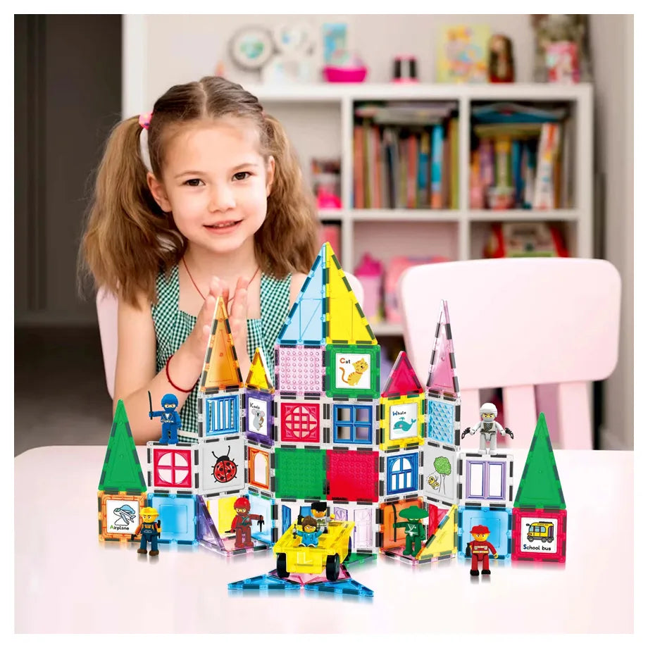 PicassoTiles Magnetic Tiles Creative Building Set with Carry Case (41.91 x 20.90 x 9.40 cm, 100 Pieces)