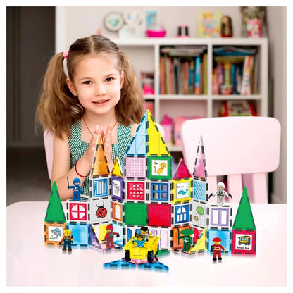 PicassoTiles Magnetic Tiles Creative Building Set with Carry Case (41.91 x 20.90 x 9.40 cm, 100 Pieces)