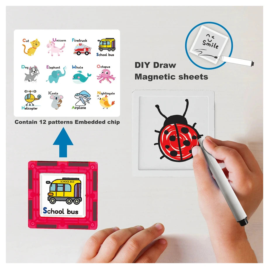 PicassoTiles Magnetic Tiles Creative Building Set with Carry Case (41.91 x 20.90 x 9.40 cm, 100 Pieces)