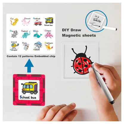 PicassoTiles Magnetic Tiles Creative Building Set with Carry Case (41.91 x 20.90 x 9.40 cm, 100 Pieces)
