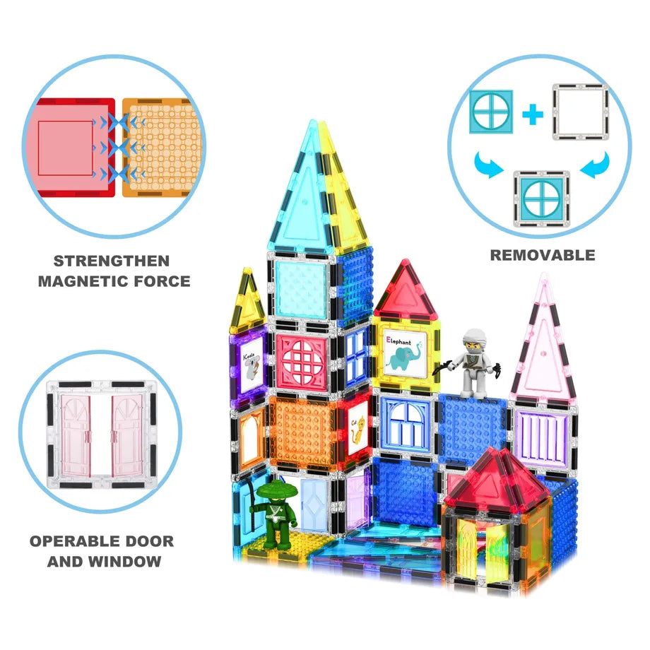 PicassoTiles Magnetic Tiles Creative Building Set with Carry Case (41.91 x 20.90 x 9.40 cm, 100 Pieces)