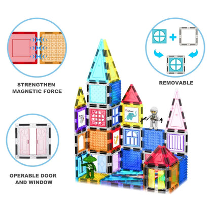 PicassoTiles Magnetic Tiles Creative Building Set with Carry Case (41.91 x 20.90 x 9.40 cm, 100 Pieces)