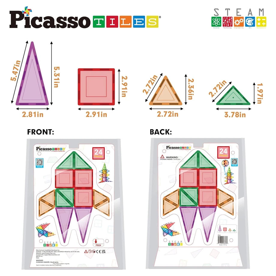 Picasso Magnetic Tiles 3D Classic Set 24 Pieces