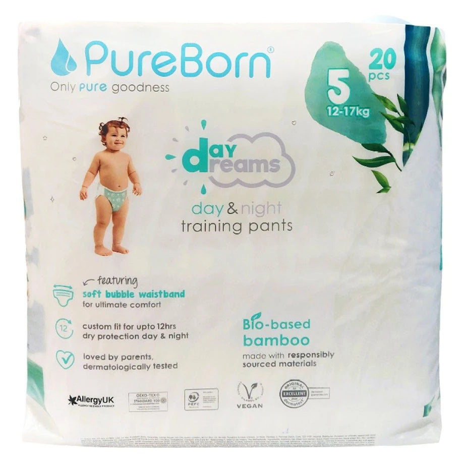 PureBorn Day&Night Training Diaper Pants Size 5 (12–17 kg) Pack of 20