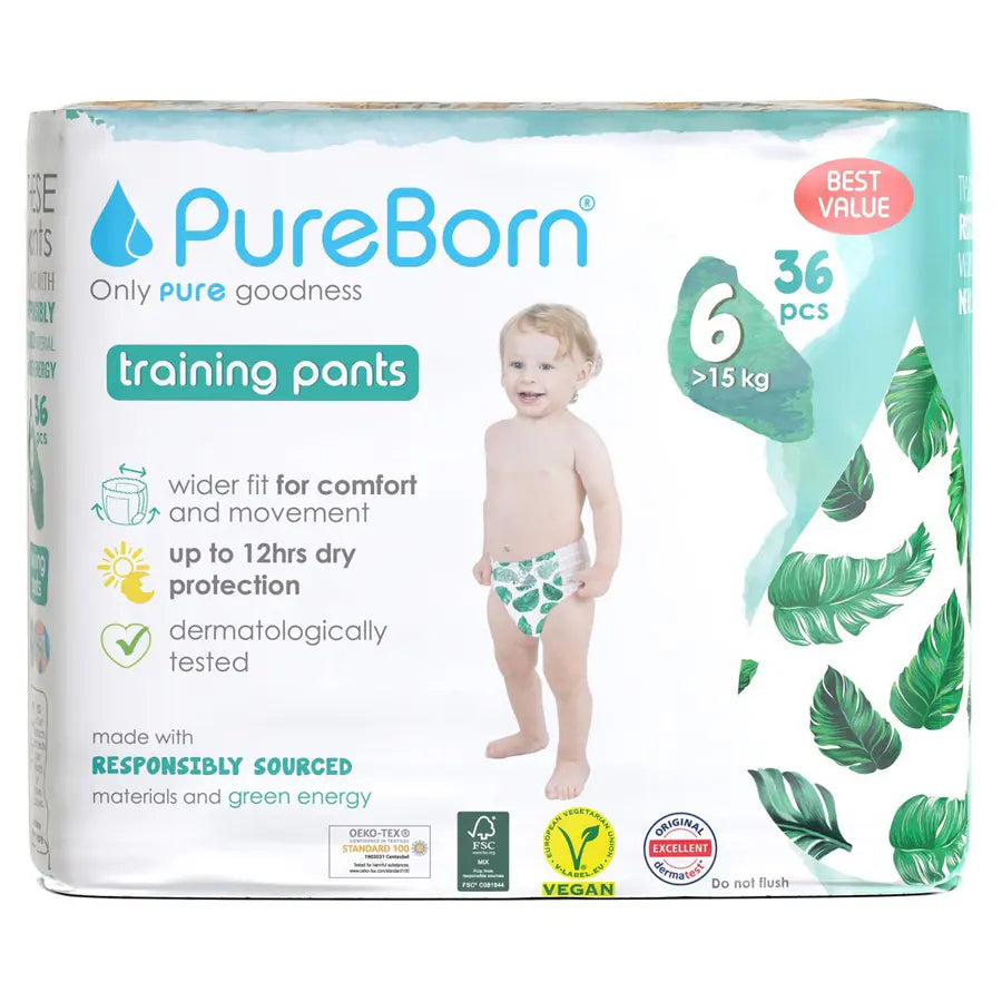 Pure Born Organic Bamboo Diaper Pants Size 6 (Pack of 36)