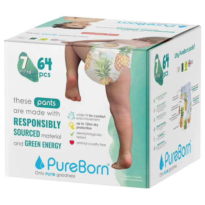 Pure Born Organic Bamboo Diaper Pants Size 7 (Pack of 64)