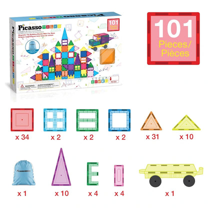 Picasso Magnetic Tiles with Carry Bag 101 Pieces