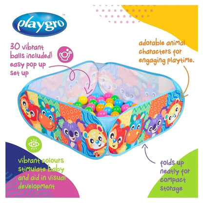 Playgro Adventure Pals Ball Pit Pop-Up Play Tent with Colorful Balls
