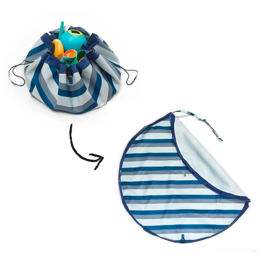Play&Go Outdoor Playmat and Storage Bag (Blue Green Stripes)