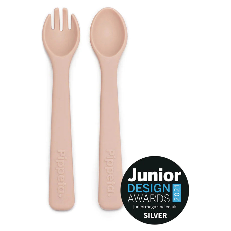 Pippeta Silicone Spoon & Fork (Ash Rose)