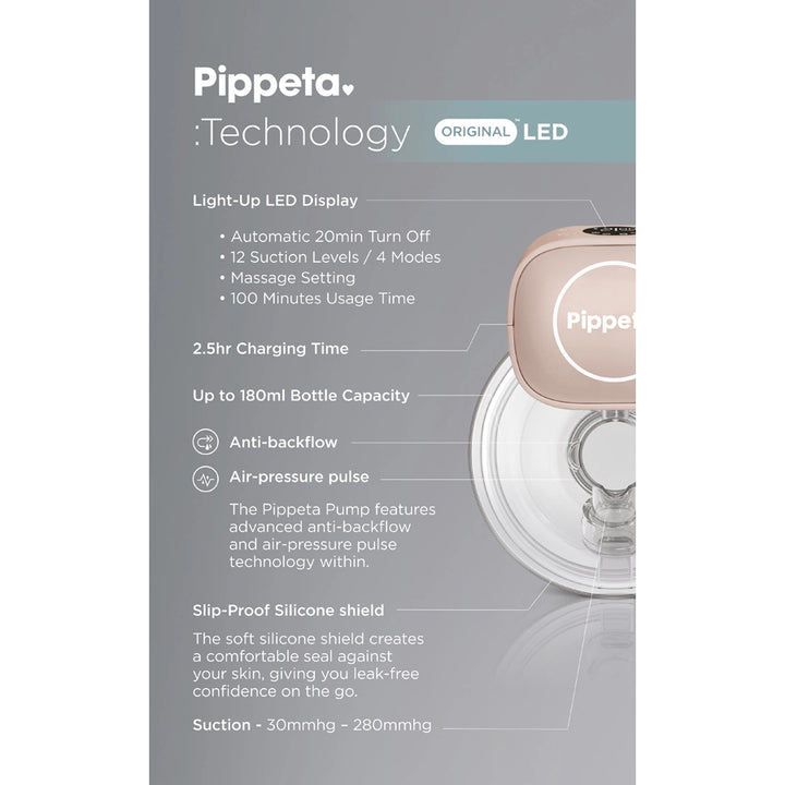 Pippeta Led Wearable Hands Free Breast Pump Ash Rose (Pack Of 2)