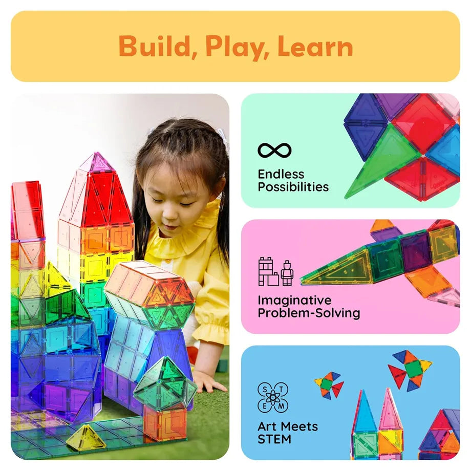 PicassoTiles Magnetic Tile Building Blocks Set (60 Pieces)