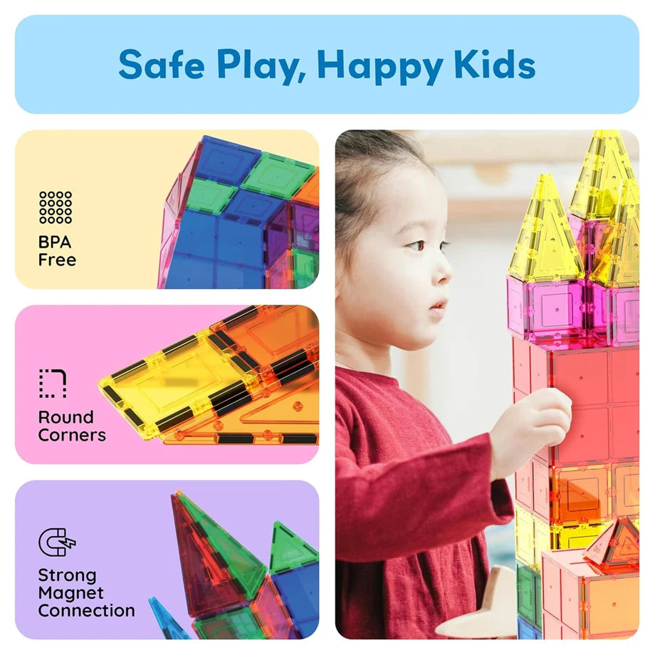 PicassoTiles Magnetic Tile Building Blocks Set (60 Pieces)