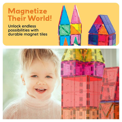 PicassoTiles Magnetic Tile Building Blocks Set (60 Pieces)