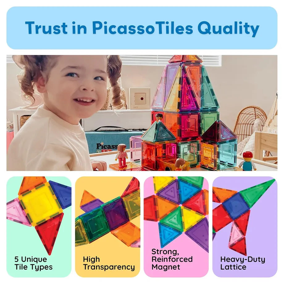 PicassoTiles Magnetic Tile Building Blocks Set (60 Pieces)