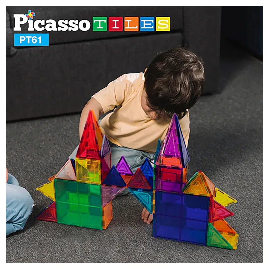 PicassoTiles Classic Magnetic Building Blocks Set ( 61 Pieces )