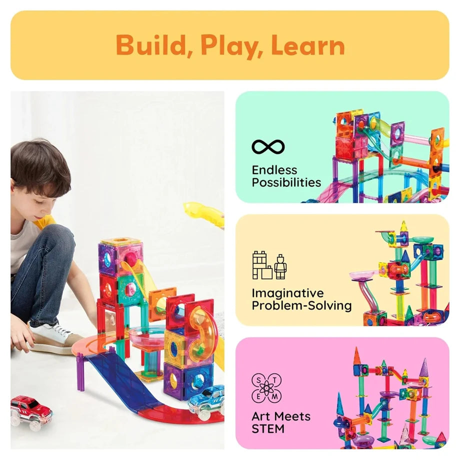Picasso Magnetic Tiles 3-in-1 Race Track Set (108 Pieces)
