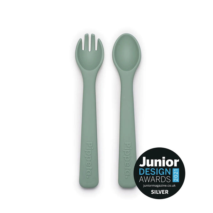 Pippeta Silicone Spoon & Fork (Meadow Green)