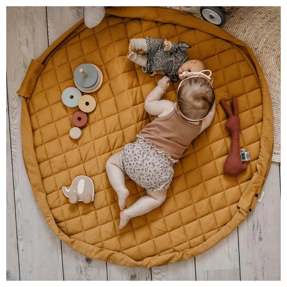 Play&Go 2 In 1 Playmat & Toy Storage Bag Mustard Chai Tea Organic Babymat