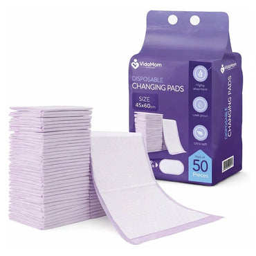 VidaMom Disposable Diaper Changing Mats (50 Pieces) (Pink)