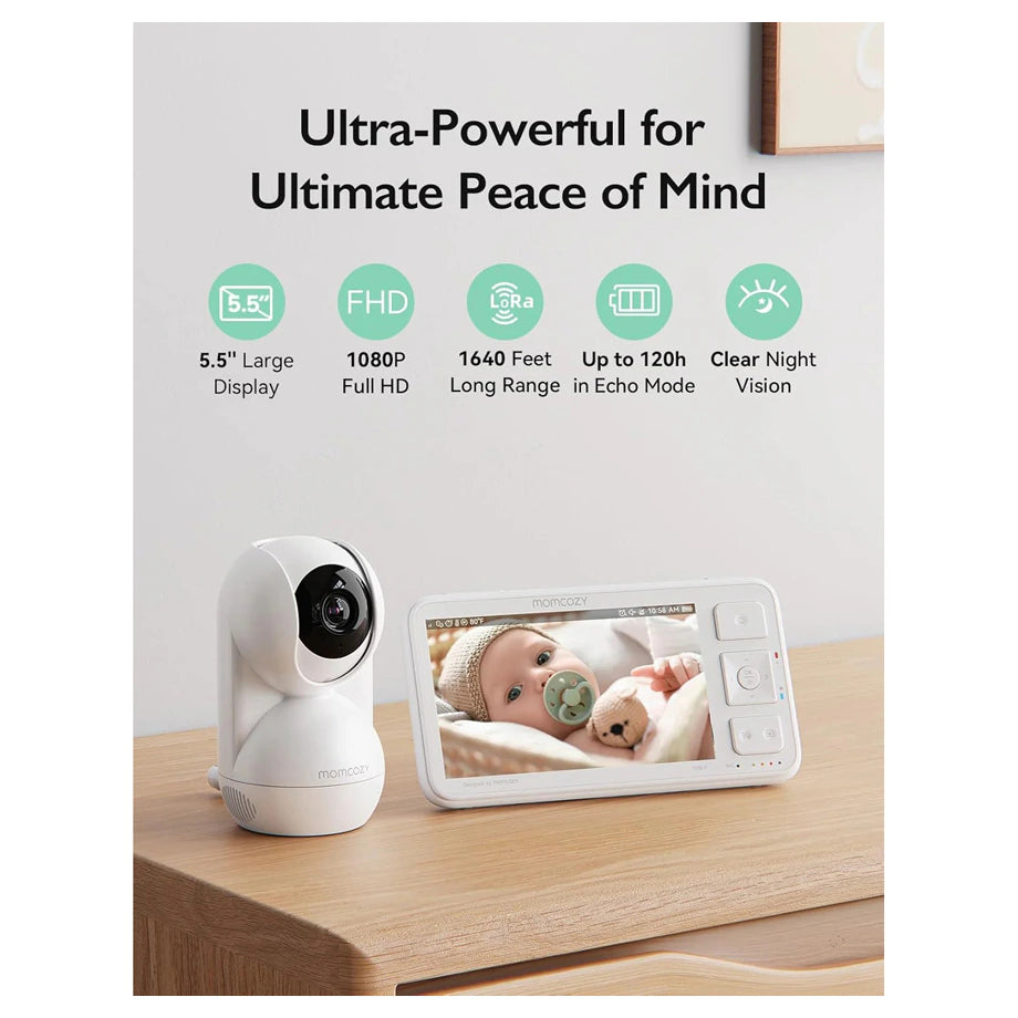Momcozy Video Baby Monitor 5.5"HD with Camera and Audio