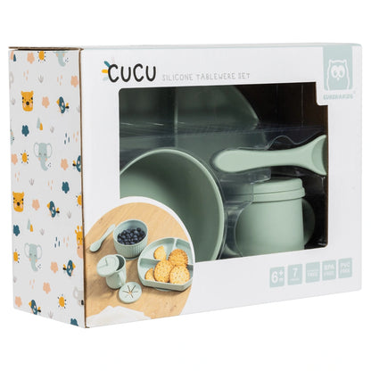 Eurekakids Silicone Tableware With Suction Cup BPA Free 7 Pcs