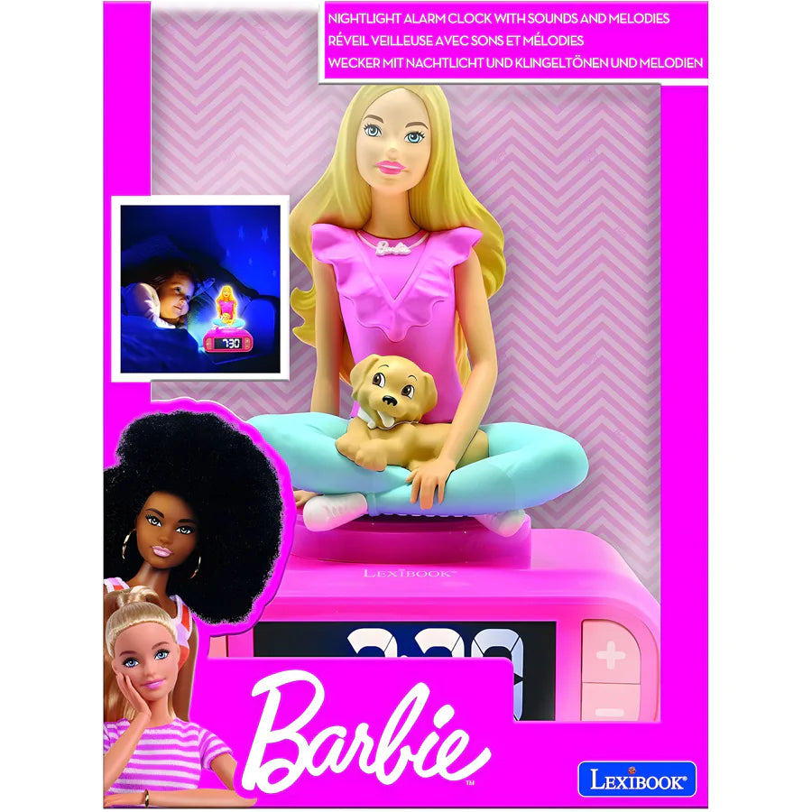 ساعة منبه رقمية ثلاثية الأبعاد من Lexibook Barbie مزودة بإضاءة ليلية وتأثيرات صوتية ساعة منبه رقمية ثلاثية الأبعاد من Lexibook Barbie مزودة بإضاءة ليلية وتأثيرات صوتية