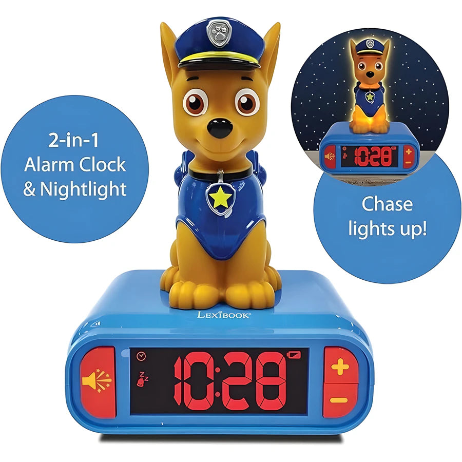 ساعة منبه Lexibook Paw Patrol ثلاثية الأبعاد مع إضاءة ليلية وتأثيرات صوتية ساعة منبه Lexibook Paw Patrol ثلاثية الأبعاد مع إضاءة ليلية وتأثيرات صوتية