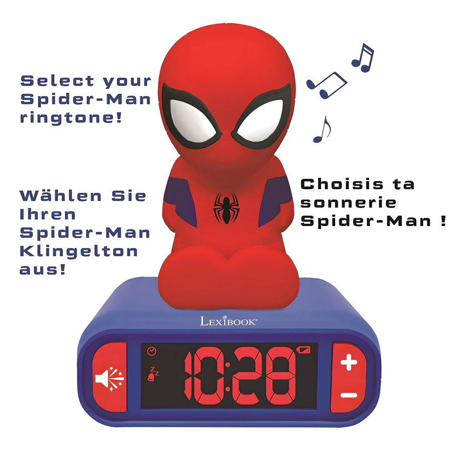 ساعة منبه Lexibook Spiderman مع إضاءة ليلية بتصميم ثلاثي الأبعاد ساعة منبه Lexibook Spiderman مع إضاءة ليلية بتصميم ثلاثي الأبعاد