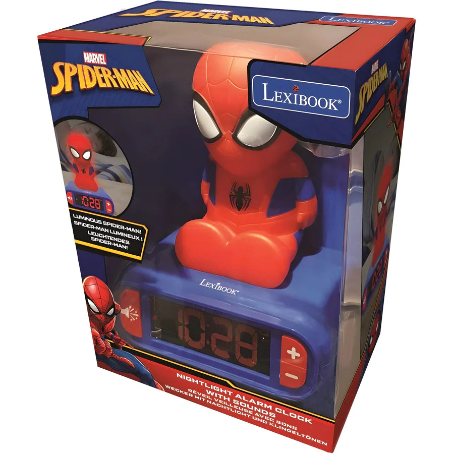 ساعة منبه Lexibook Spiderman مع إضاءة ليلية بتصميم ثلاثي الأبعاد ساعة منبه Lexibook Spiderman مع إضاءة ليلية بتصميم ثلاثي الأبعاد