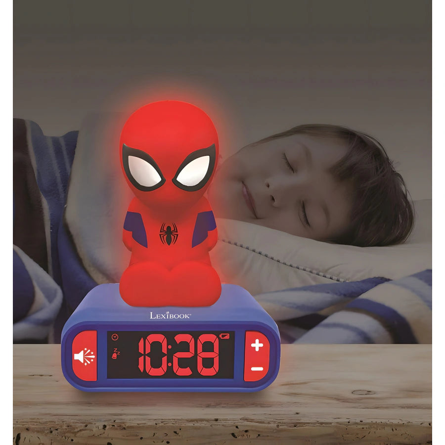 ساعة منبه Lexibook Spiderman مع إضاءة ليلية بتصميم ثلاثي الأبعاد ساعة منبه Lexibook Spiderman مع إضاءة ليلية بتصميم ثلاثي الأبعاد