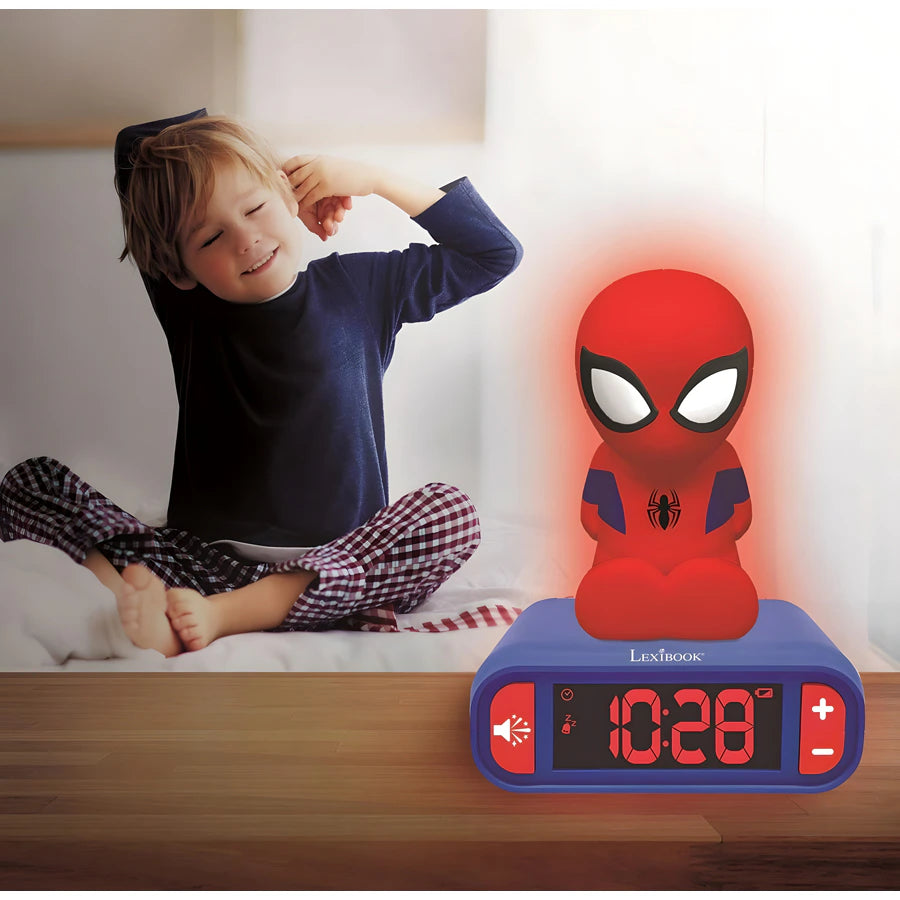 ساعة منبه Lexibook Spiderman مع إضاءة ليلية بتصميم ثلاثي الأبعاد ساعة منبه Lexibook Spiderman مع إضاءة ليلية بتصميم ثلاثي الأبعاد