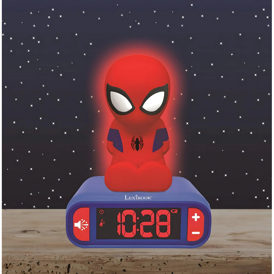 ساعة منبه Lexibook Spiderman مع إضاءة ليلية بتصميم ثلاثي الأبعاد ساعة منبه Lexibook Spiderman مع إضاءة ليلية بتصميم ثلاثي الأبعاد