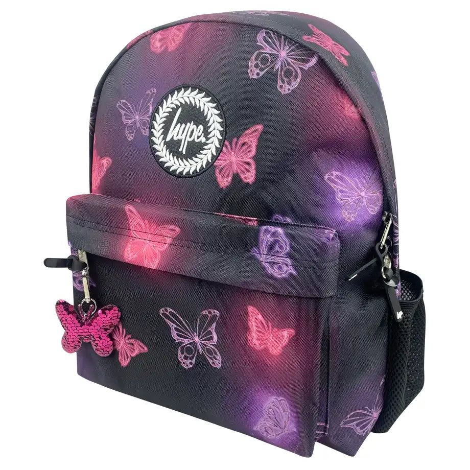 HYPE Kids Backpack for School & Everyday Use (Pink & Purple Glow Butterfly)