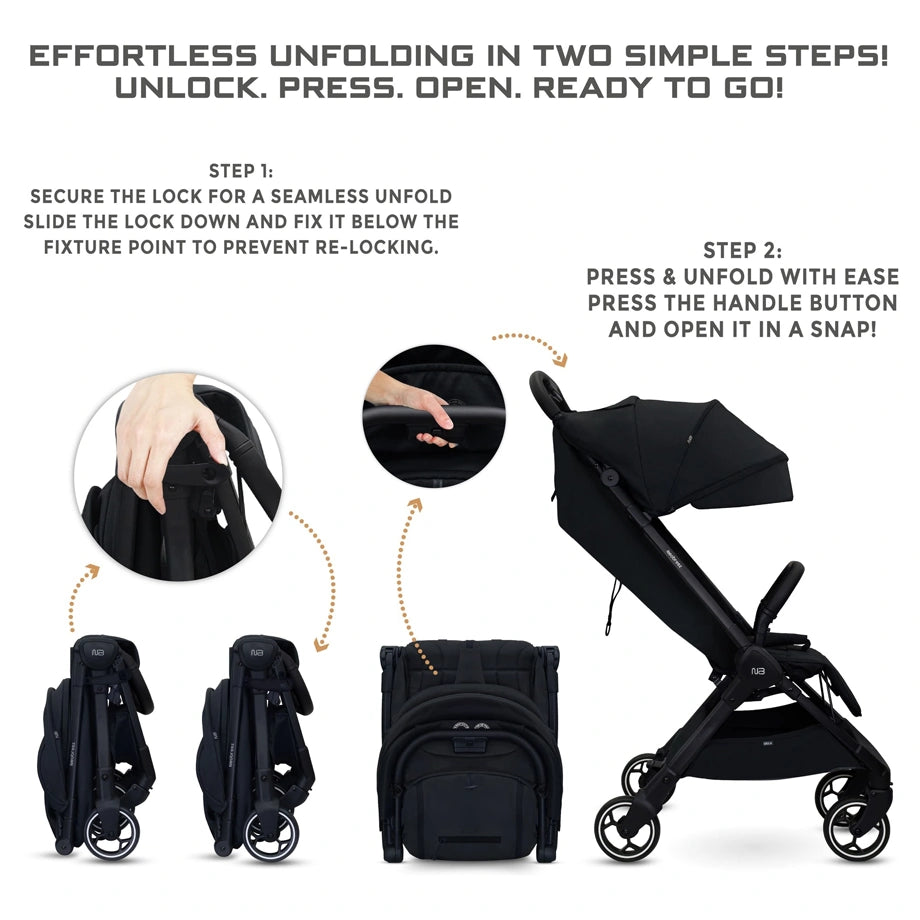 Neobreez DECA Ultra-Lightweight Cabin Size Travel Stroller (Black)