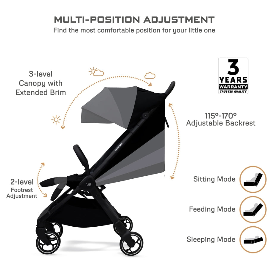 Neobreez DECA Ultra-Lightweight Cabin Size Travel Stroller (Black)