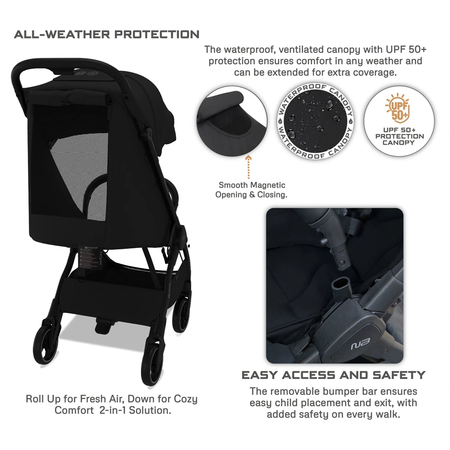 Neobreez DECA Ultra-Lightweight Cabin Size Travel Stroller (Black)