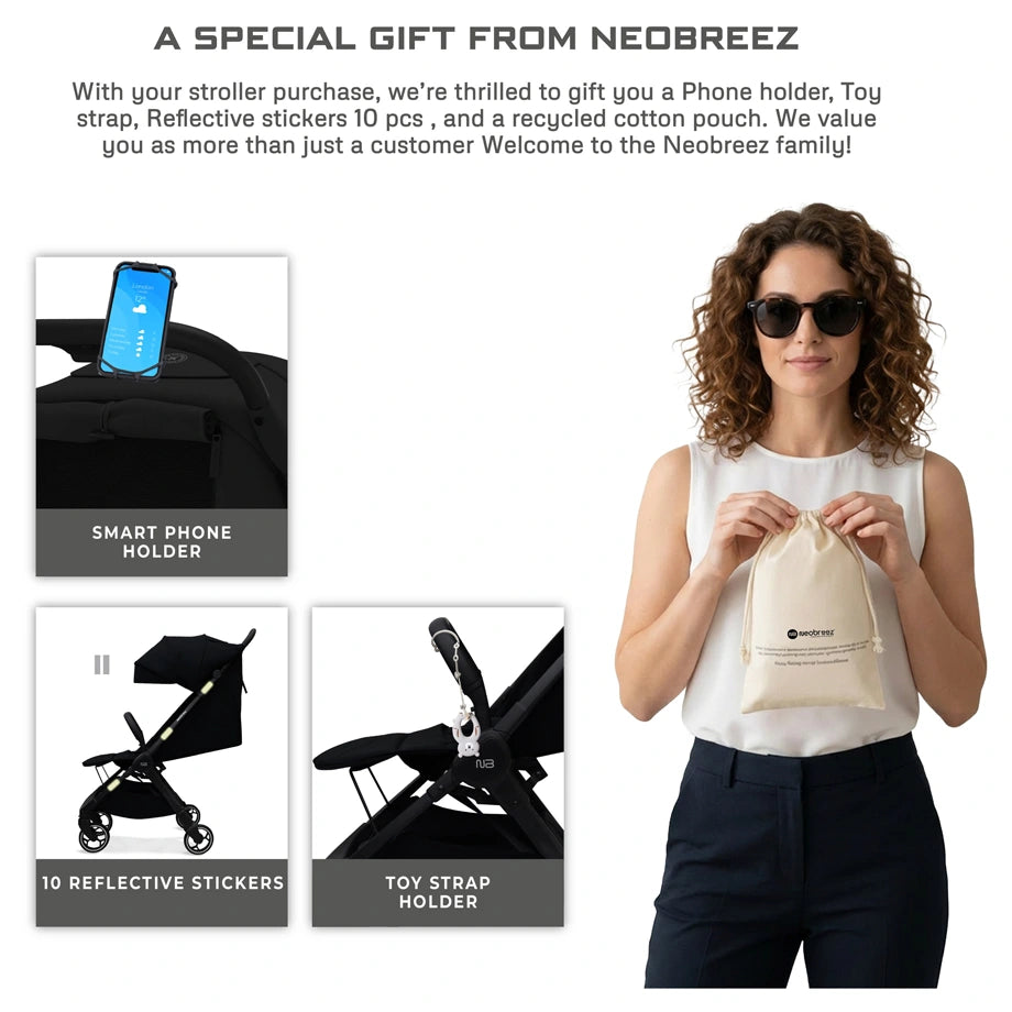 Neobreez DECA Ultra-Lightweight Cabin Size Travel Stroller (Black)