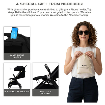 Neobreez DECA Ultra-Lightweight Cabin Size Travel Stroller (Black)
