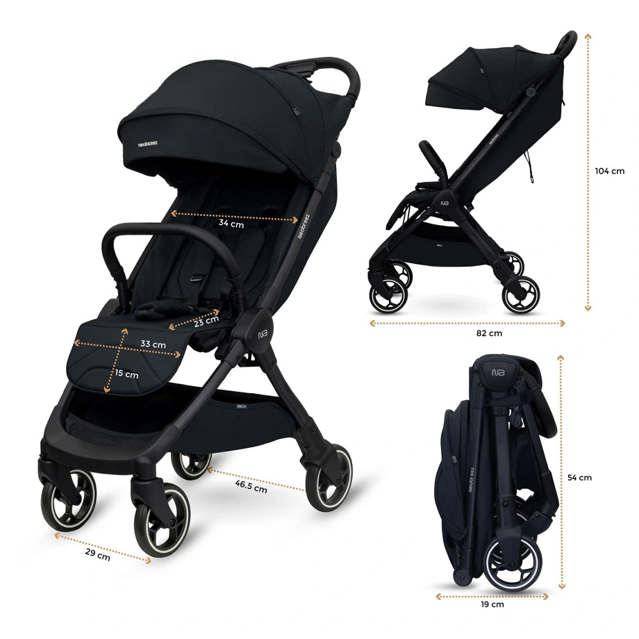 Neobreez DECA Ultra-Lightweight Cabin Size Travel Stroller (Black)