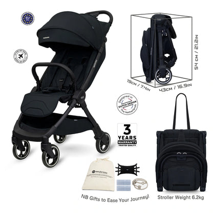 Neobreez DECA Ultra-Lightweight Cabin Size Travel Stroller (Black)