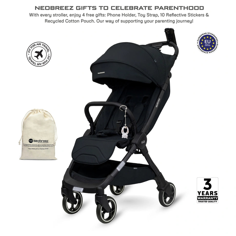 Neobreez DECA Ultra-Lightweight Cabin Size Travel Stroller (Black)