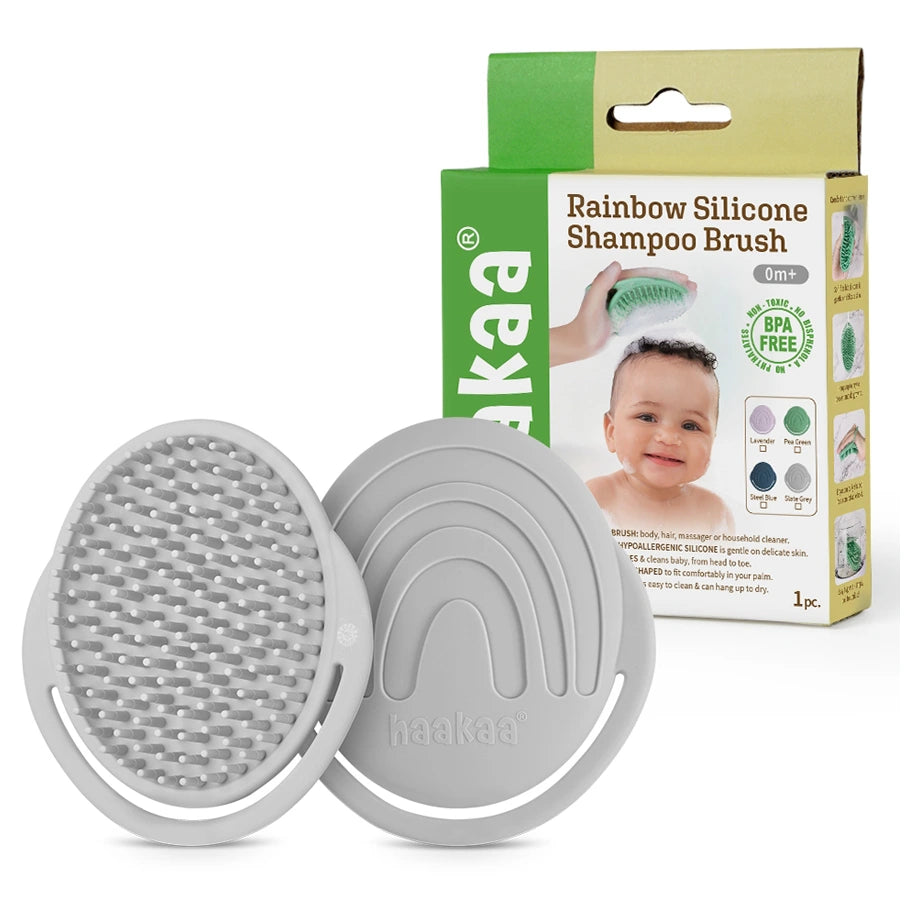 Haakaa Rainbow Silicone Shampoo Brush (Slate Grey)