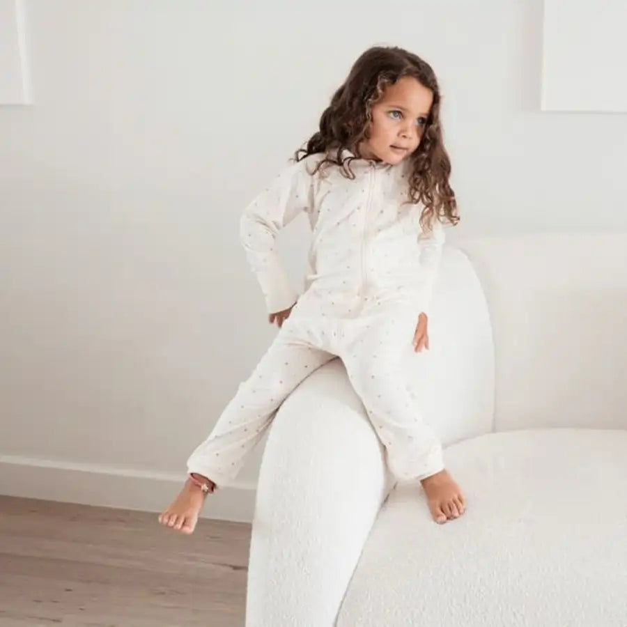 Elli Junior Bamboo Two Way Zip Pajamas Golden Dots Elli Junior Bamboo Two Way Zip Pajamas Golden Dots