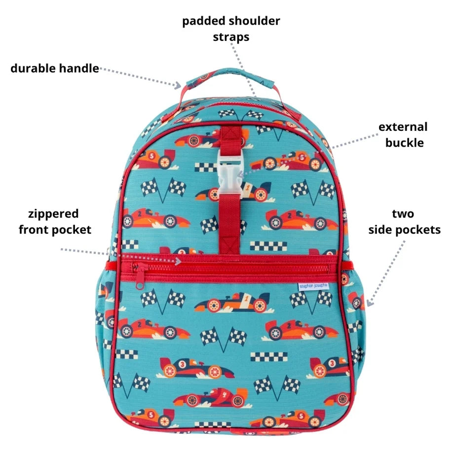 Stephen Joseph All Over Print Backpack (Race Car)