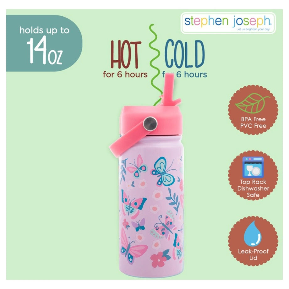 Stephen Joseph Insulated SS Bottle With Handle (Butterfly)