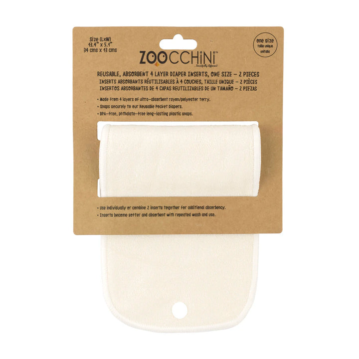 Zoocchini Reusable Cloth Diaper Inserts Pack of 2 Natural