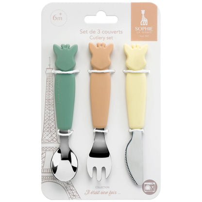 Sophie La Girafe "Once Upon a Time" 3-Piece Stainless Steel Cutlery Set
